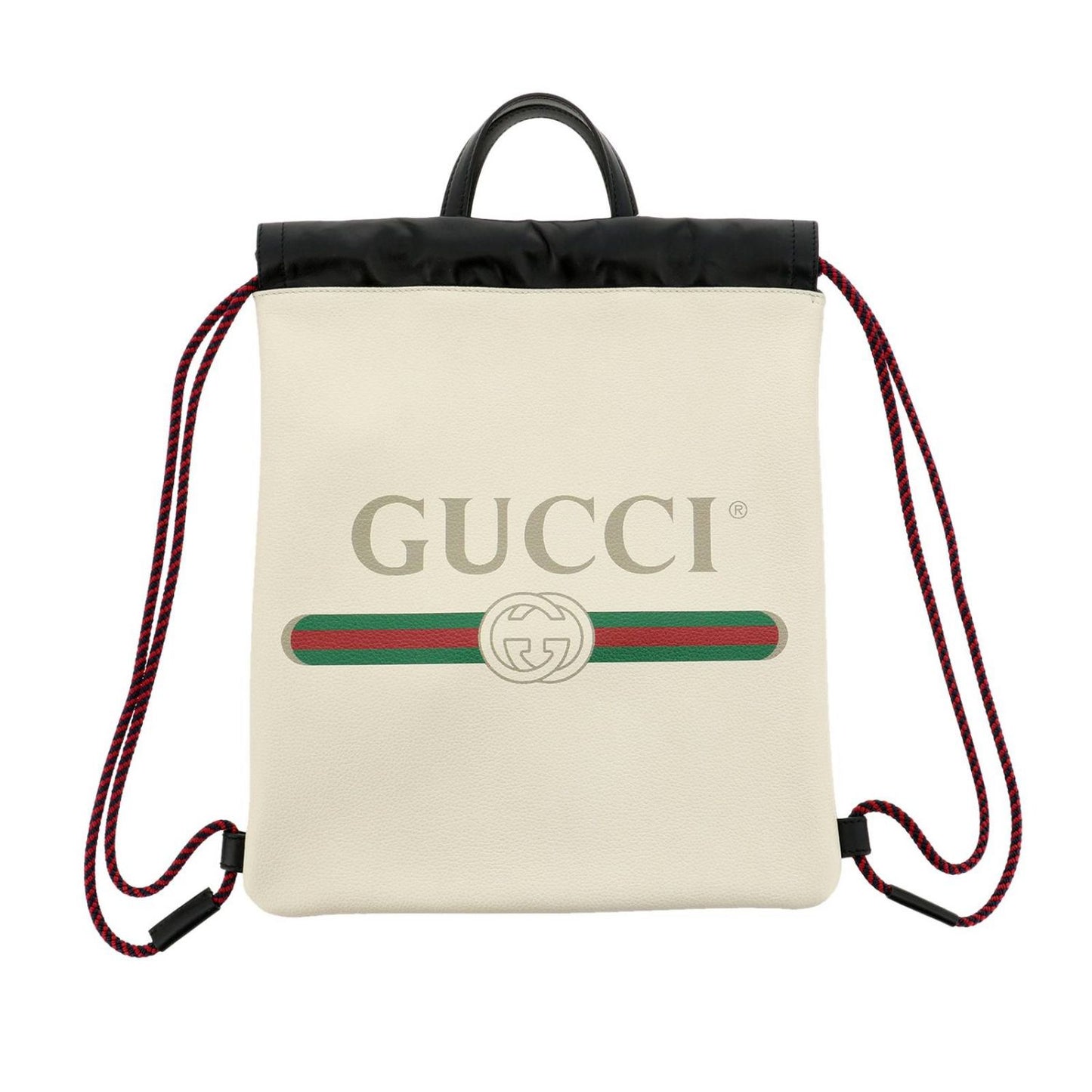 Gucci Zaino White Cripto Logo Drawstring Backpack 523586