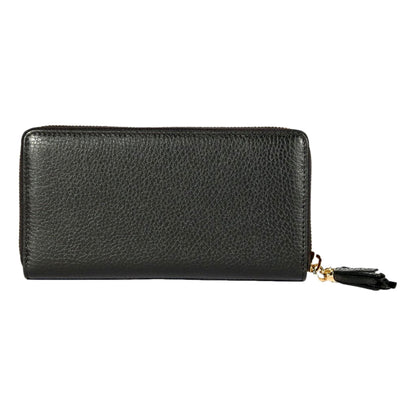 Gucci Soho Cellarius GG Continental Zip Around Wallet Black Leather