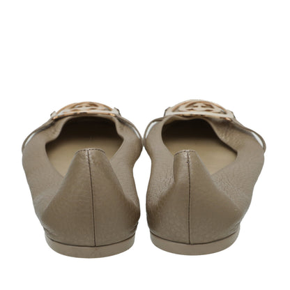 Gucci Champagne GG Buckle Flat Ballerina 37.5