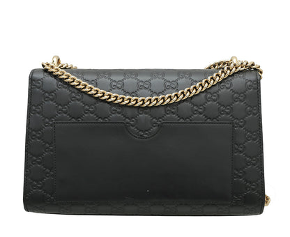 Gucci Black Guccissima Padlock Bag