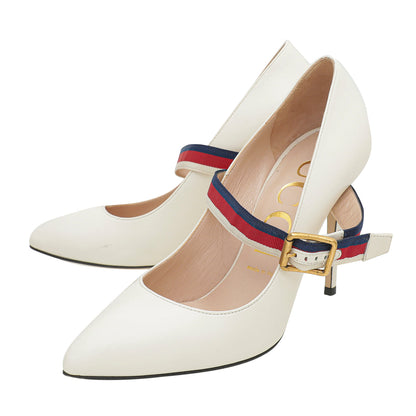 Gucci White Sylvie Pump 38