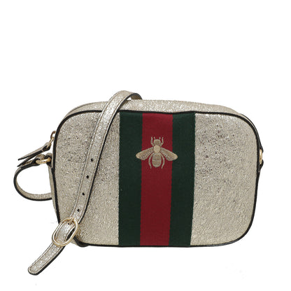 Gucci Metallic Gold Webby Bee Camera Bag
