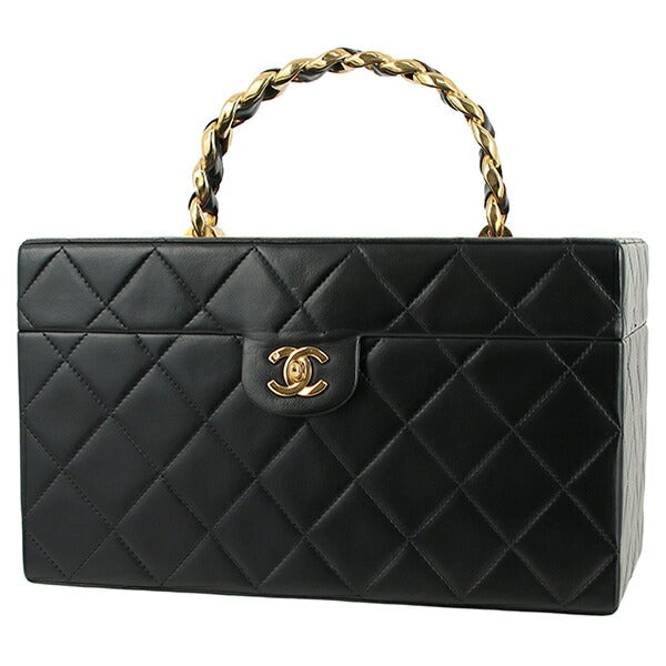 Chanel Vintage Matelasse Vanity Case Leather Handbag in Excellent condition