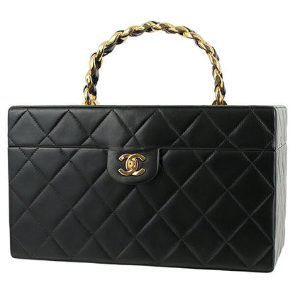 Chanel Vintage Matelasse Vanity Case Leather Handbag in Excellent condition