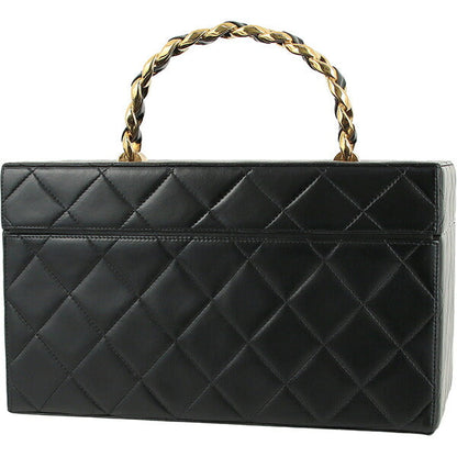 Chanel Vintage Matelasse Vanity Case Leather Handbag in Excellent condition