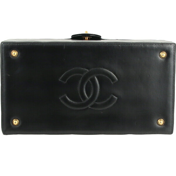 Chanel Vintage Matelasse Vanity Case Leather Handbag in Excellent condition