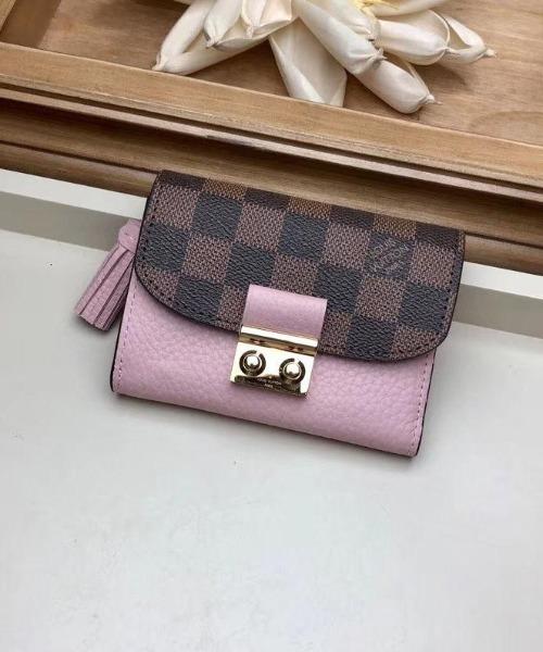 LV Croisette Compact Wallet Damier Ebene canvas w/ grained leather Magnolia