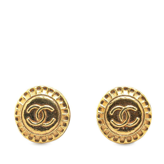 Chanel Gold Plated Coco Mark Round Earrings