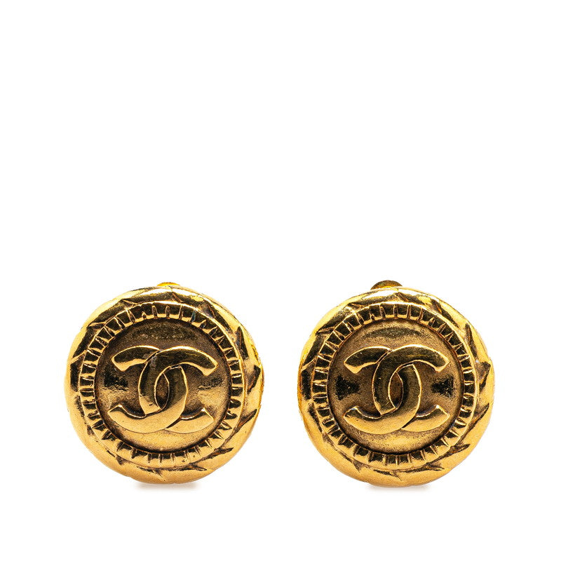 Chanel Gold Plated Coco Mark Round Earrings