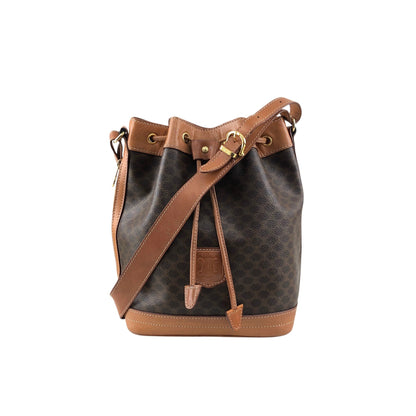CELINE  Drawstring Shoulder bag Brown Vintage y4ma84