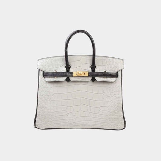 Birkin 25 HSS Matte Alligator Gris Perle/Black GHW
