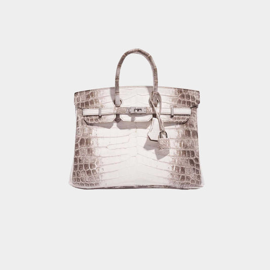 Birkin 25 Niloticus Crocodile Himalaya Blanc