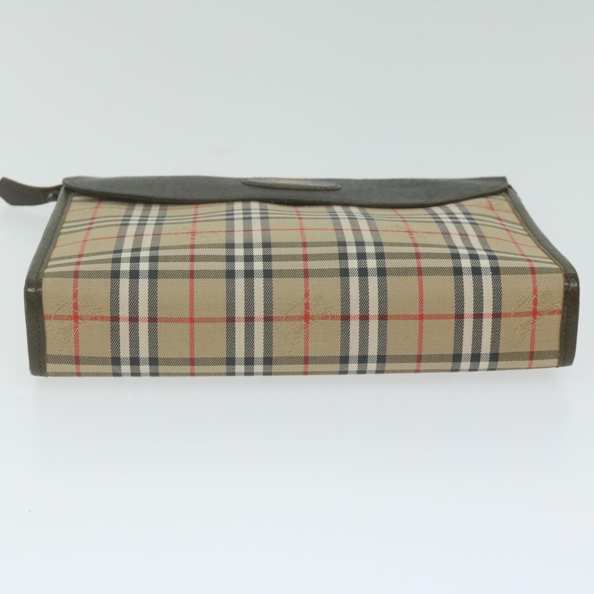 BurberrySs Nova Check Clutch Bag Nylon Canvas Beige Auth hk1022