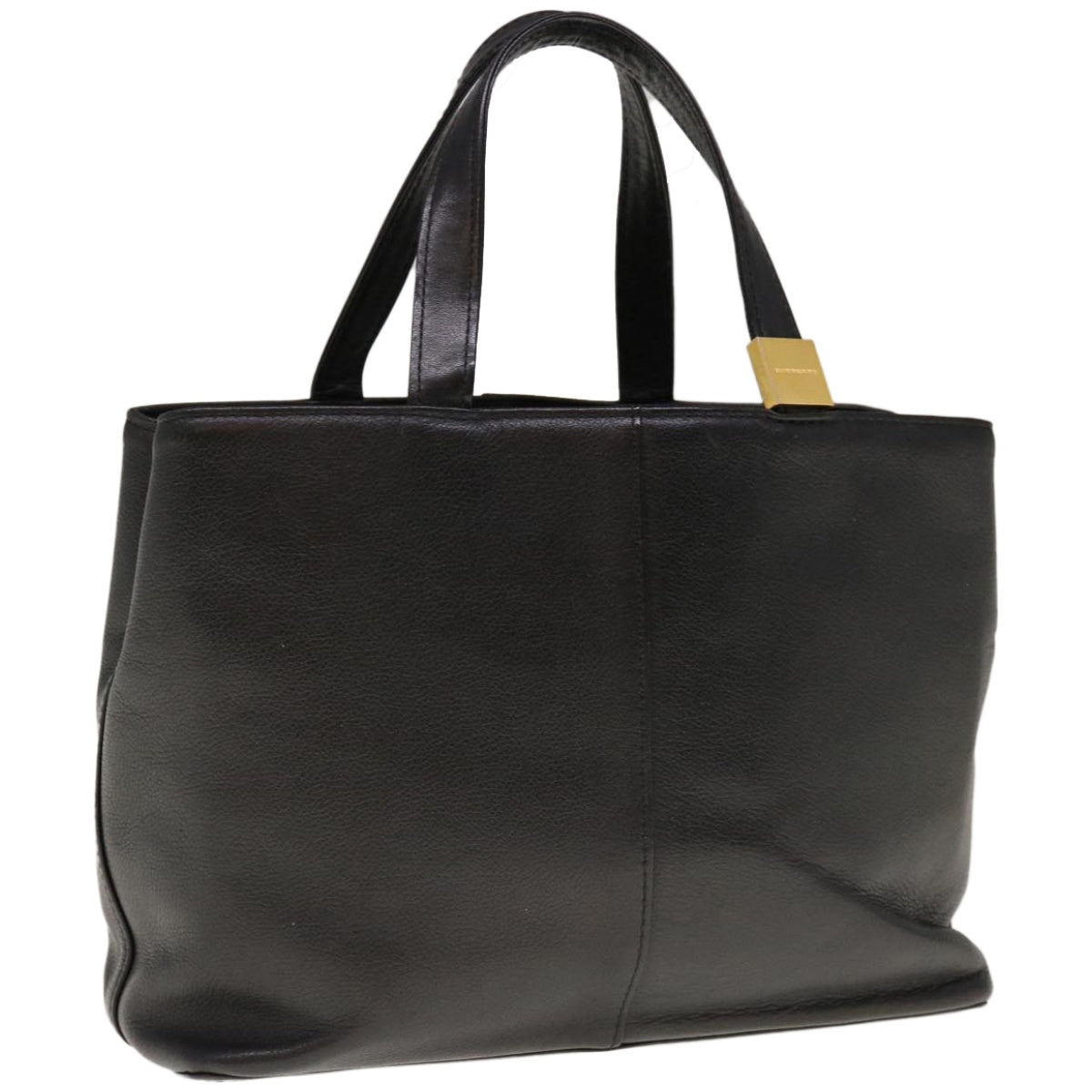 Burberry Hand Bag Leather Black Auth hk1097