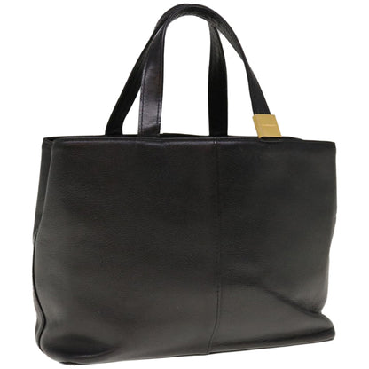 Burberry Hand Bag Leather Black Auth hk1097