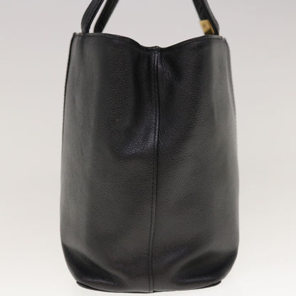 Burberry Hand Bag Leather Black Auth hk1097