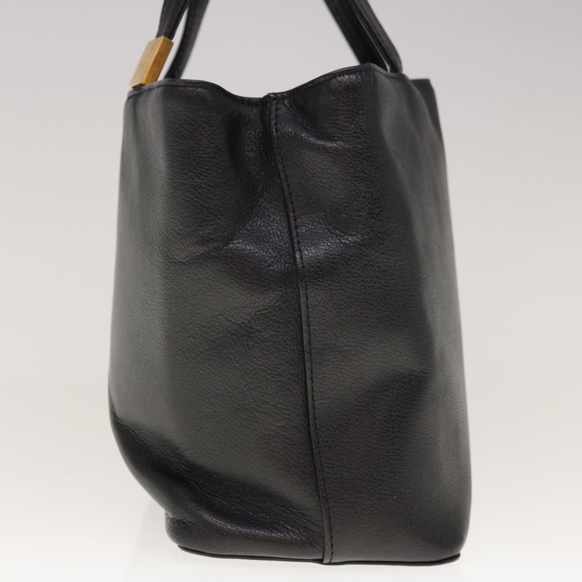 Burberry Hand Bag Leather Black Auth hk1097