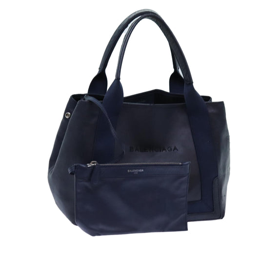 Balenciaga Cabas Hand Bag Leather Navy Auth hk1228