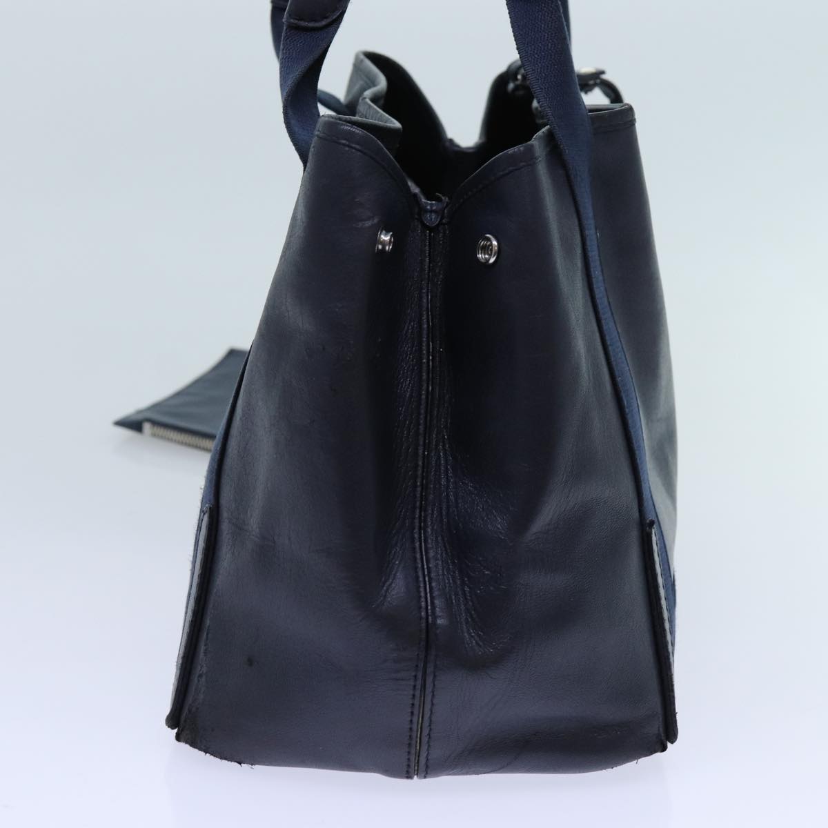 Balenciaga Cabas Hand Bag Leather Navy Auth hk1228
