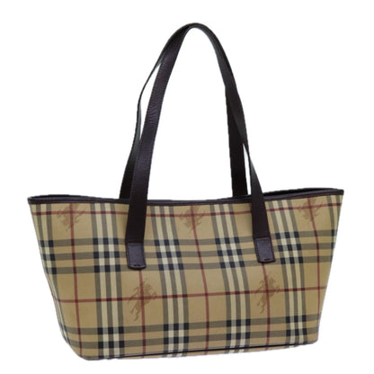 Burberry Nova Check Shoulder Bag PVC Beige Auth hk1237