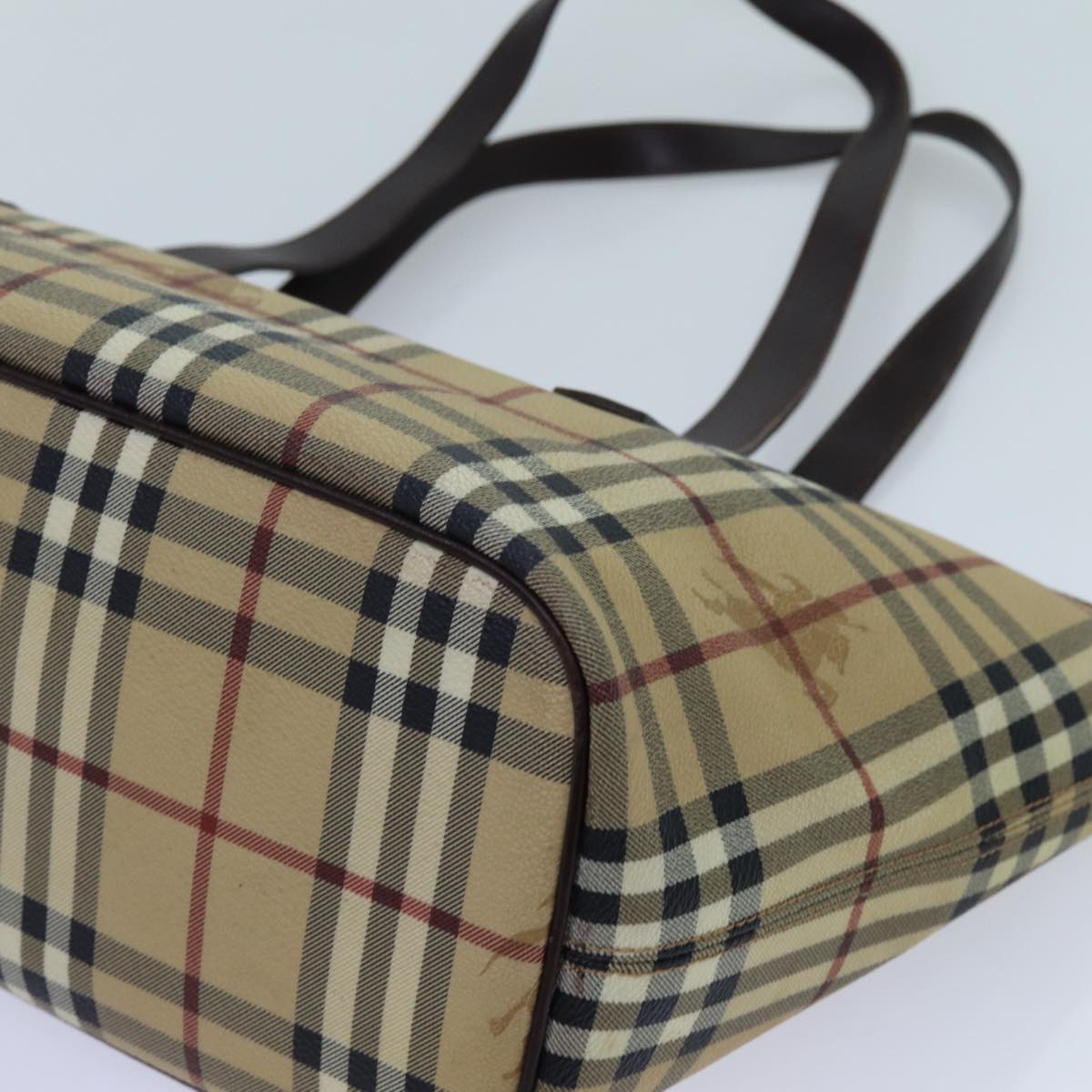 Burberry Nova Check Shoulder Bag PVC Beige Auth hk1237
