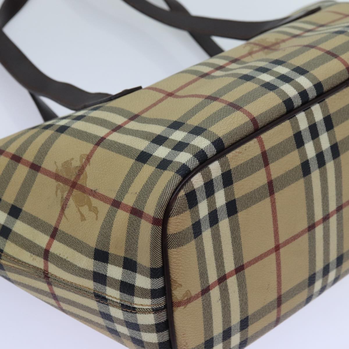 Burberry Nova Check Shoulder Bag PVC Beige Auth hk1237