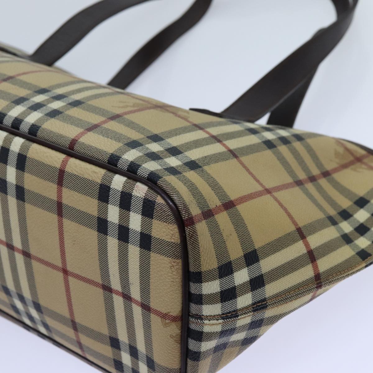 Burberry Nova Check Shoulder Bag PVC Beige Auth hk1237