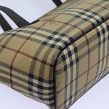 Burberry Nova Check Shoulder Bag PVC Beige Auth hk1237