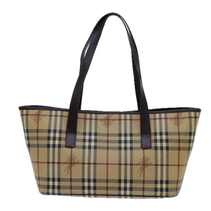 Burberry Nova Check Shoulder Bag PVC Beige Auth hk1237