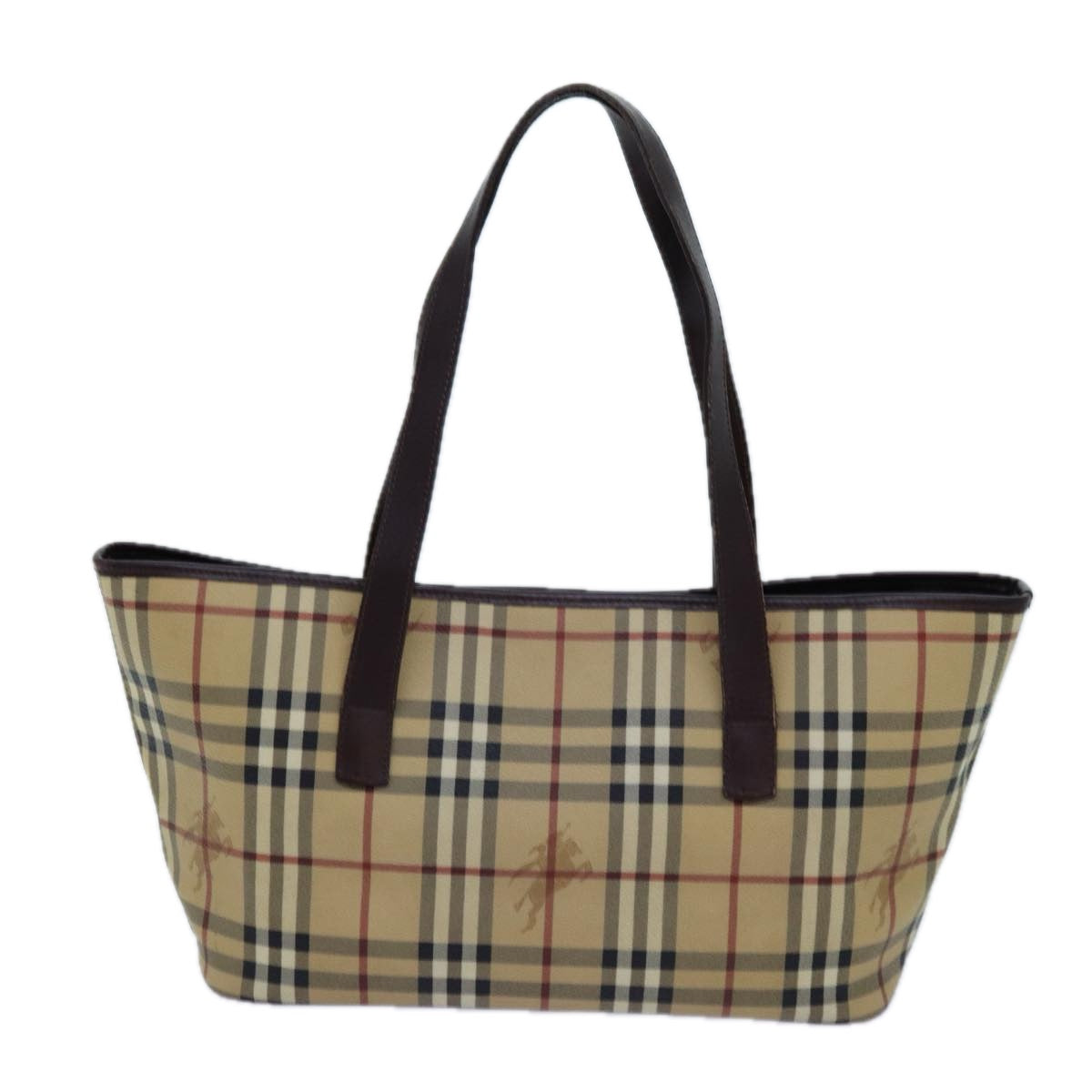 Burberry Nova Check Shoulder Bag PVC Beige Auth hk1237
