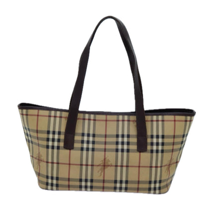Burberry Nova Check Shoulder Bag PVC Beige Auth hk1237