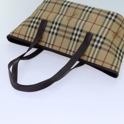 Burberry Nova Check Shoulder Bag PVC Beige Auth hk1237