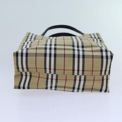 Burberry Nova Check Hand Bag Canvas Beige Black Auth hk1265