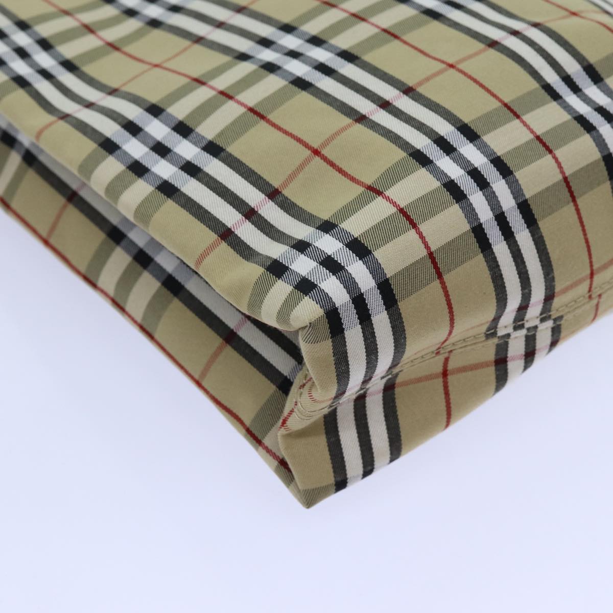 Burberry Nova Check Hand Bag Canvas Beige Black Auth hk1265