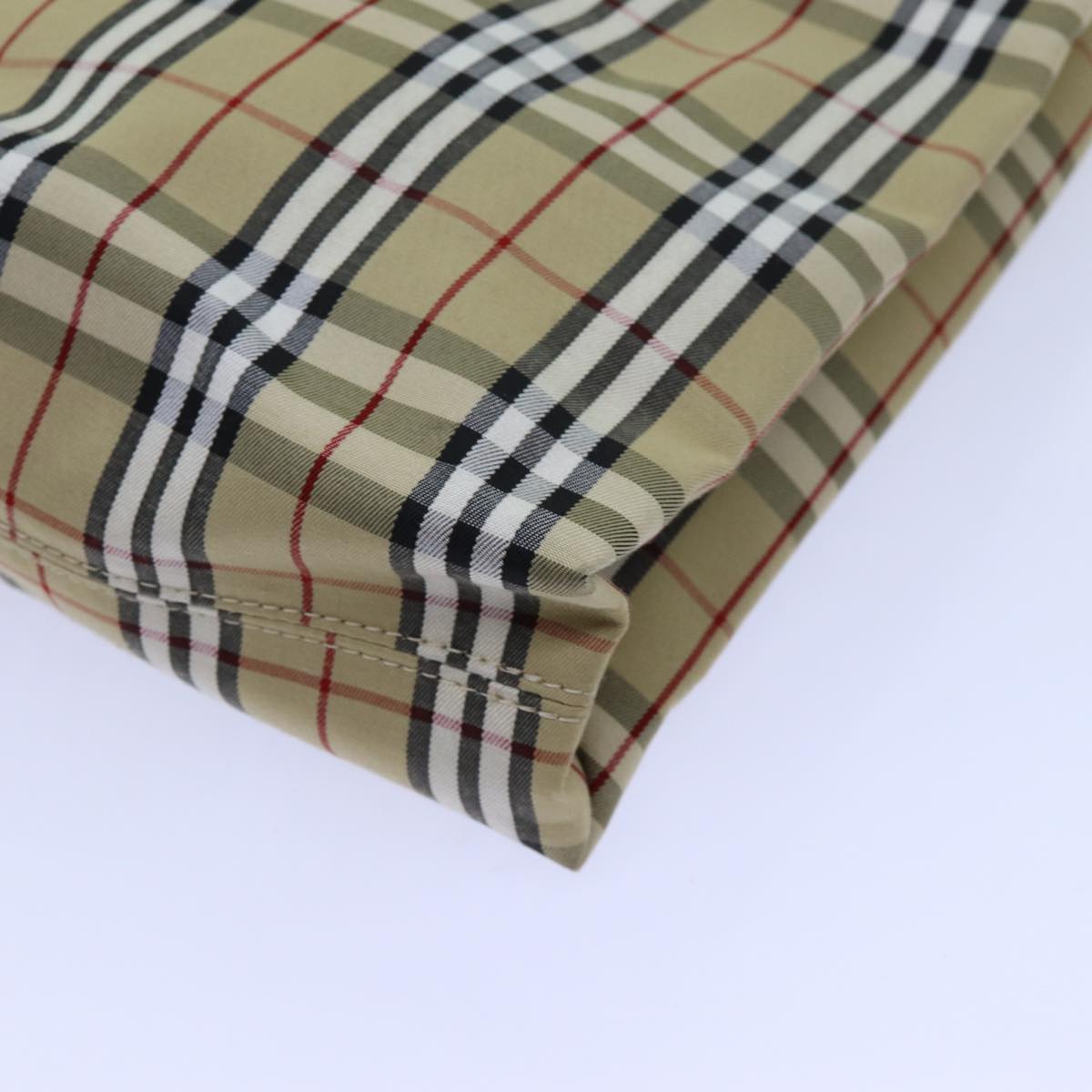 Burberry Nova Check Hand Bag Canvas Beige Black Auth hk1265