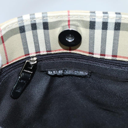 Burberry Nova Check Hand Bag Canvas Beige Black Auth hk1265