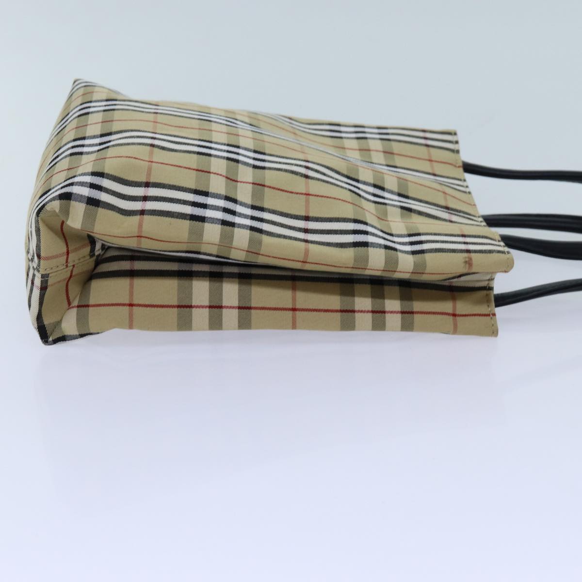 Burberry Nova Check Hand Bag Canvas Beige Black Auth hk1265
