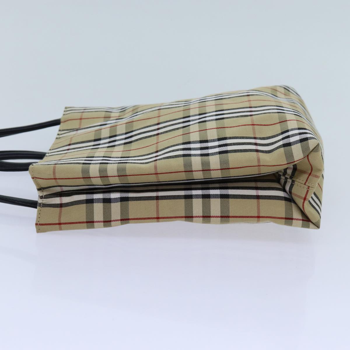 Burberry Nova Check Hand Bag Canvas Beige Black Auth hk1265