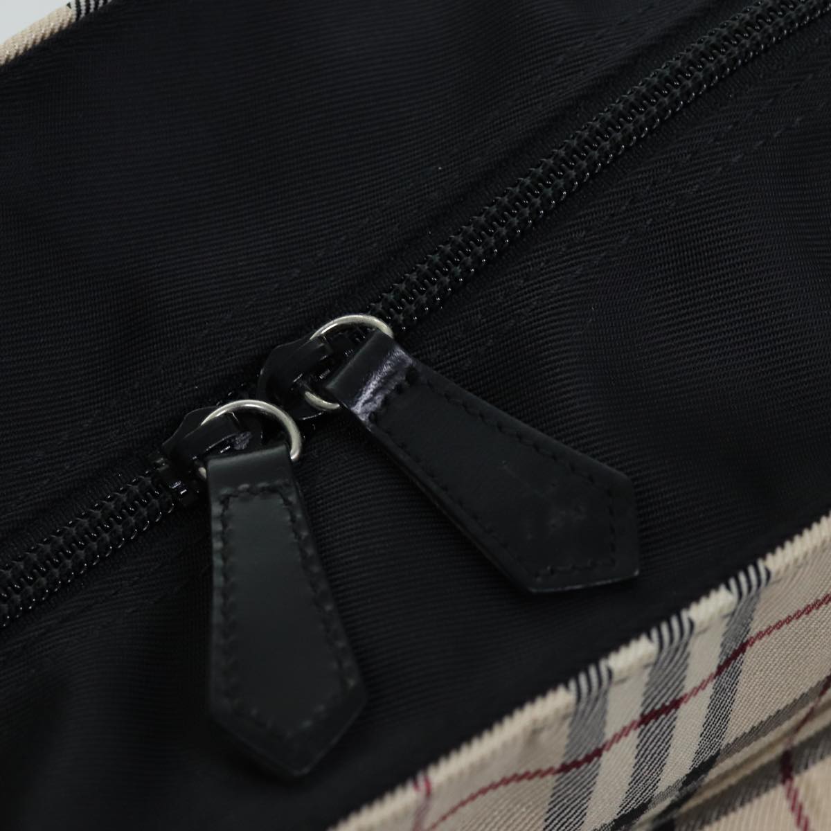 Burberry Nova Check Blue Label Tote Bag Nylon Beige Auth hk1322