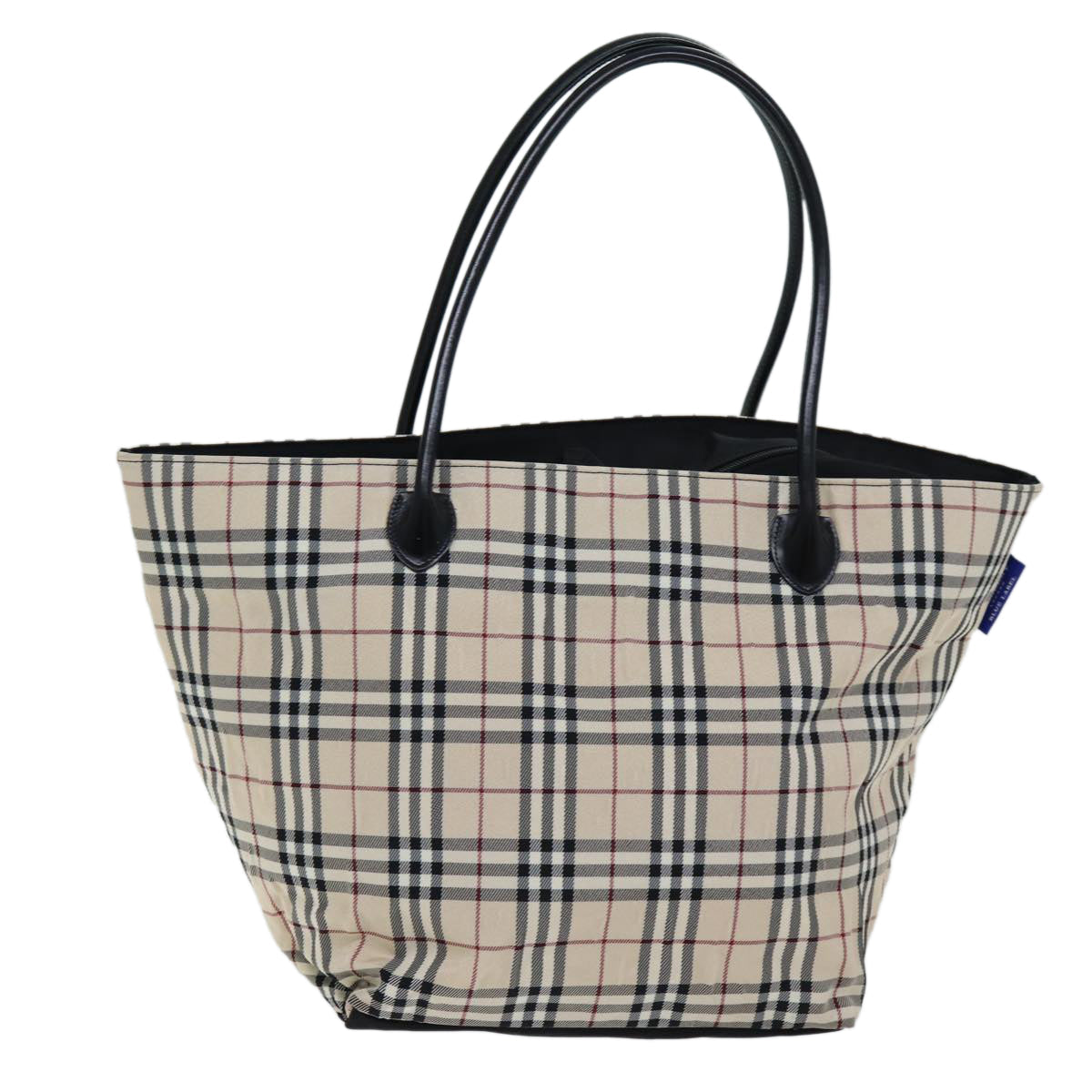Burberry Nova Check Blue Label Tote Bag Nylon Beige Auth hk1322