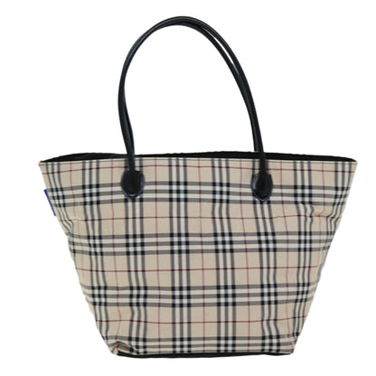 Burberry Nova Check Blue Label Tote Bag Nylon Beige Auth hk1322
