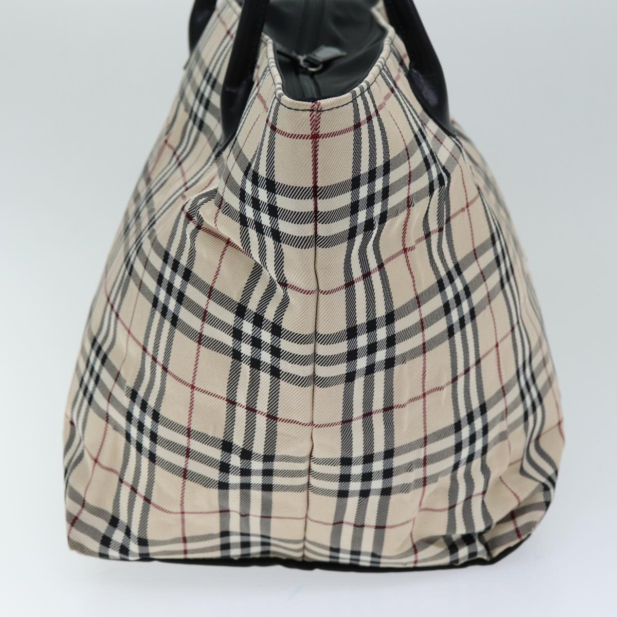 Burberry Nova Check Blue Label Tote Bag Nylon Beige Auth hk1322