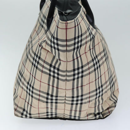 Burberry Nova Check Blue Label Tote Bag Nylon Beige Auth hk1322