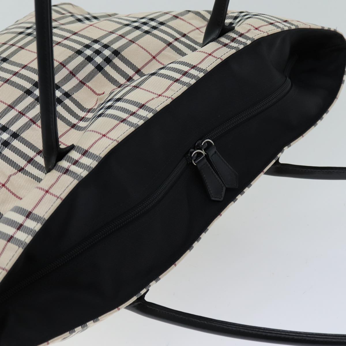 Burberry Nova Check Blue Label Tote Bag Nylon Beige Auth hk1322