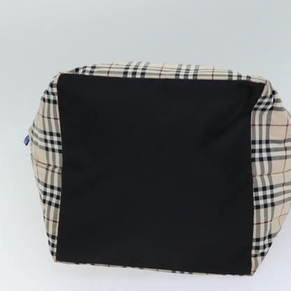Burberry Nova Check Blue Label Tote Bag Nylon Beige Auth hk1322