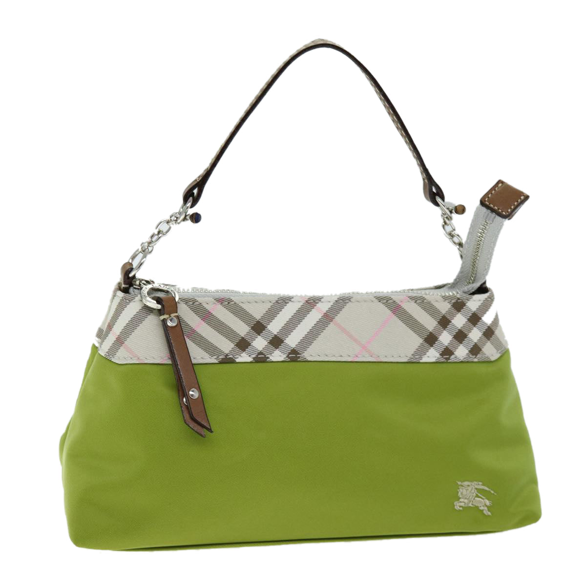 Burberry Nova Check Accessory Pouch Nylon Beige Green Auth hk1323