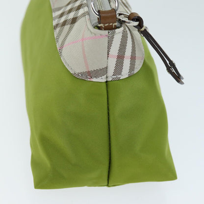 Burberry Nova Check Accessory Pouch Nylon Beige Green Auth hk1323