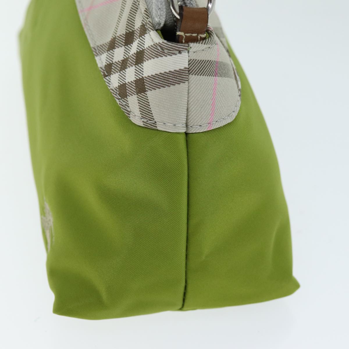 Burberry Nova Check Accessory Pouch Nylon Beige Green Auth hk1323
