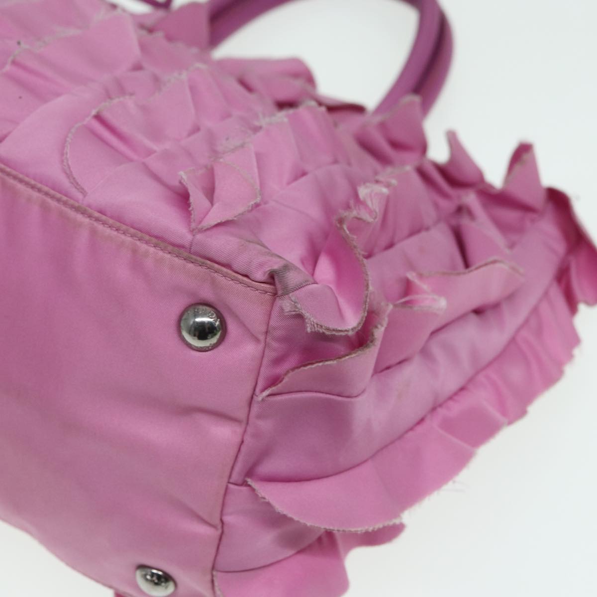 PRADA Hand Bag Nylon Pink Auth hk1377