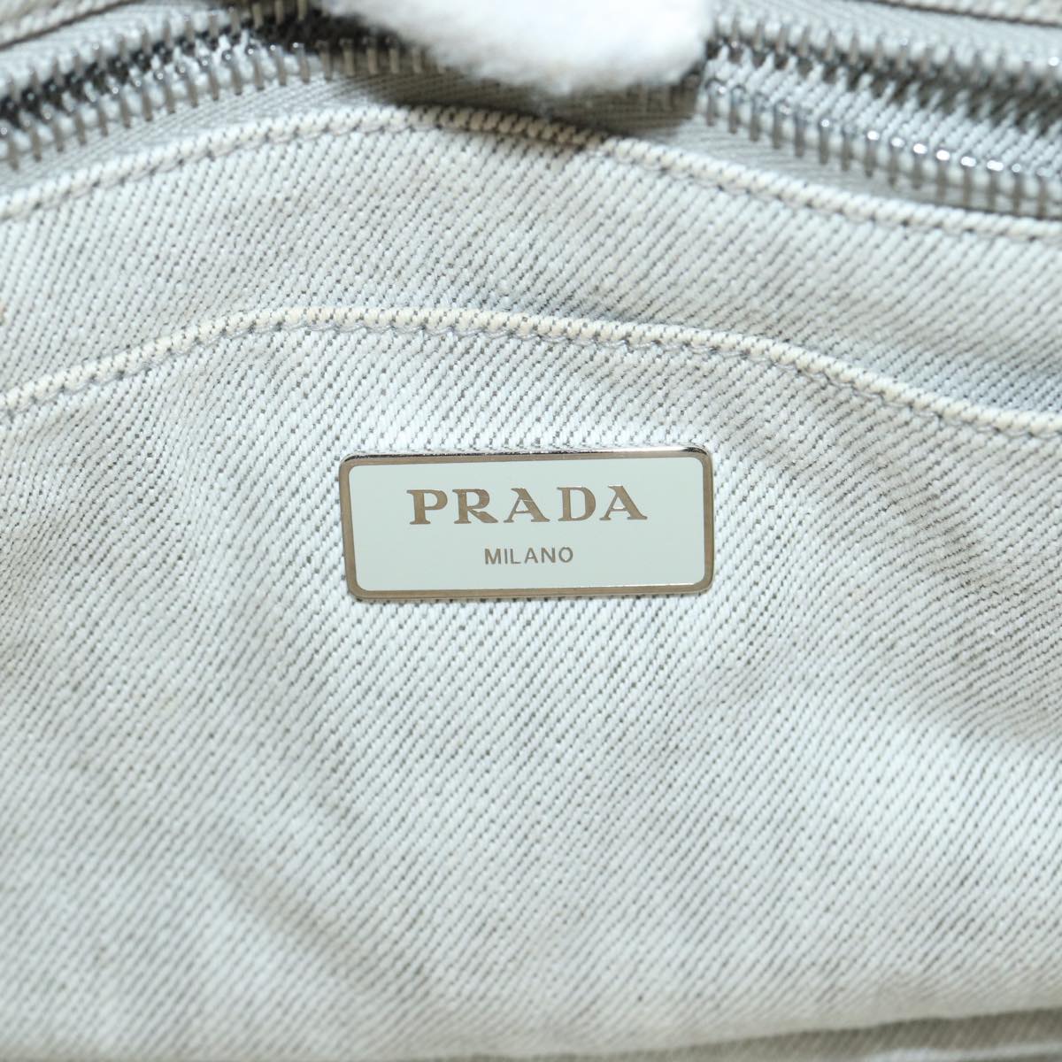 PRADA Bijoux Canapa PM Hand Bag Canvas 2way Gray Auth hk1387